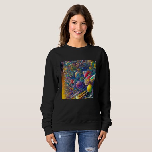 Space Race vrouwen zwart sweatshirt (Voorkant volledig)