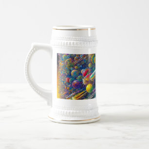 Space Race wit stein gouden sierlijst Bierpul