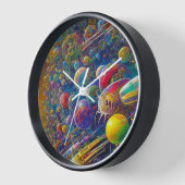 Space Race zwarte wandklok w nummers (Hoek)