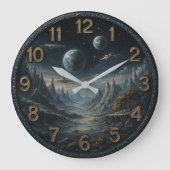 Space retro galaxy astronaut planetary rocket ship grote klok (Voorkant)
