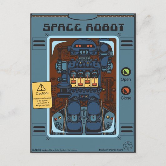 Space Robot Box Speelgoed Briefkaart (Voorkant)