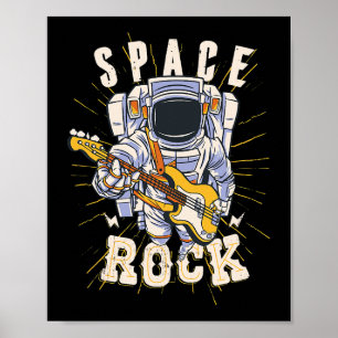 Space Rock Astronaut gitaar muziek liefhebbers voo Poster