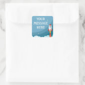 Space Rocket achtergrond - Pas uw eigen Vierkante Sticker (Tas)