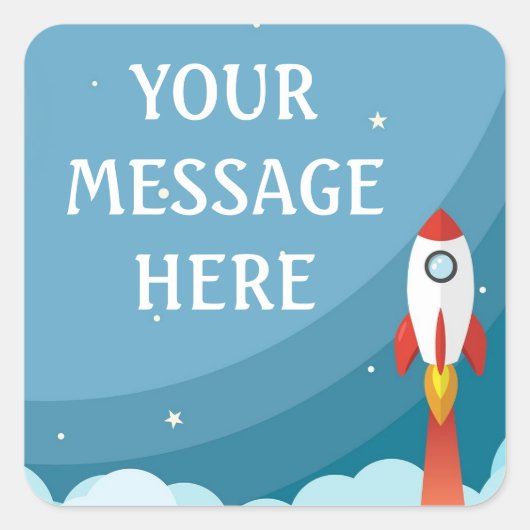 Space Rocket achtergrond - Pas uw eigen Vierkante Sticker (Voorkant)