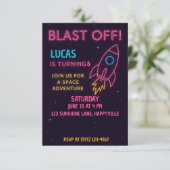 Space Rocket Anniversaire Invitation pour enfants (Debout devant)