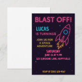 Space Rocket Anniversaire Invitation pour enfants (Devant / Derrière)