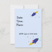 Space Rocket Birthday Invitation Kaart (Achterkant)