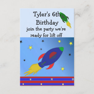 Space Rocket Birthday Invitation Kaart