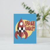 Space Rocket Briefkaart (Staand voorkant)