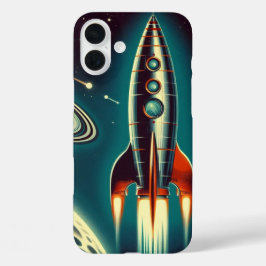 Space Rocket iPhone 16 Plus Hoesje