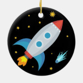 Space Rocket Emoji Keramisch Ornament (Achterkant)