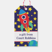 Space Rocket Gepersonaliseerde Gift Labels Cadeaulabel (Voorkant)