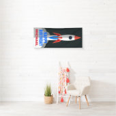 Space Rocket Gepersonaliseerde naam Verjaardagsfee Spandoek (Insitu)