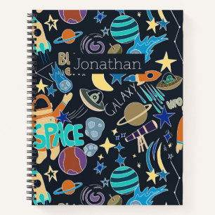 Space Rocket Planets Sterren Doodles Gepersonalise Notitieboek