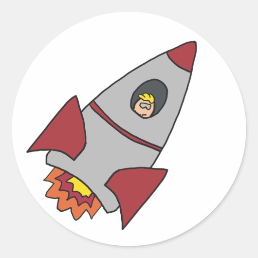 Space Rocket Ronde Sticker (Voorkant)