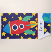 Space Rocket Serviette de plage personnalisée (Devant)