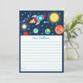 Space Rocket Ship Anniversaire Heure Capsule Carte (Debout devant)