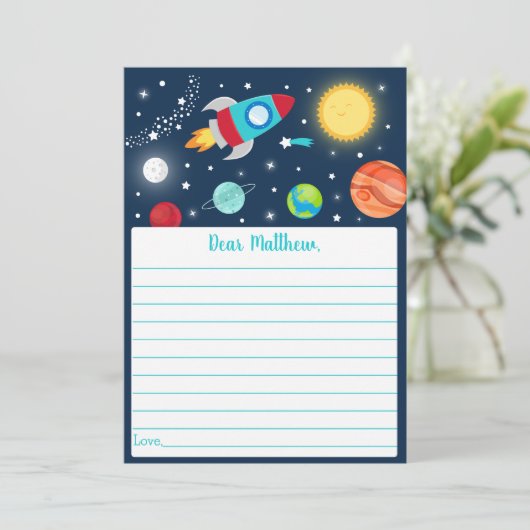 Space Rocket Ship Anniversaire Heure Capsule Carte (Debout devant)