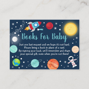 Space Rocket Ship Planets Baby shower Boekaanvraag Informatiekaartje