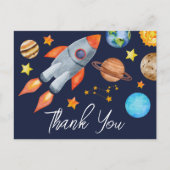 Space Rocket Ship Verjaardag Dank u Briefkaart (Voorkant)