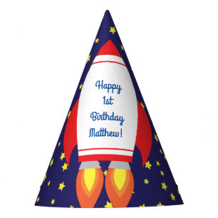 Space Rocket Star Ship 1st Birthday Party Petten Feesthoedjes