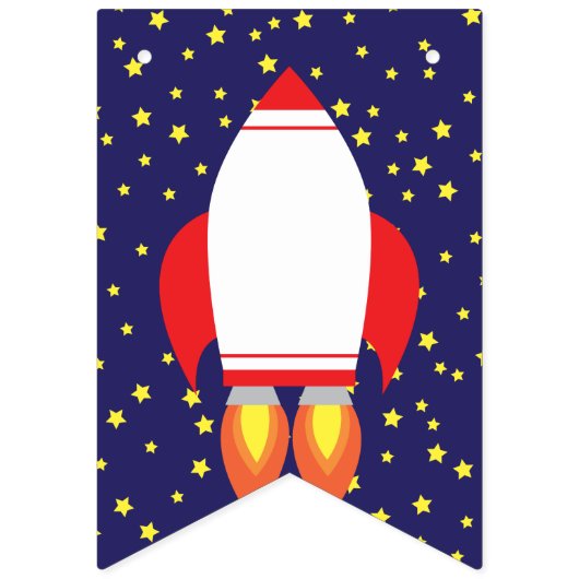 Space Rocket Star Ship Bonne Bannière d'anniversai (Premier drapeau)