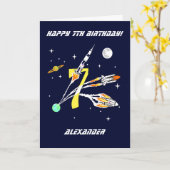 Space Rockets - 7e carte d'anniversaire (Fleur jaune)