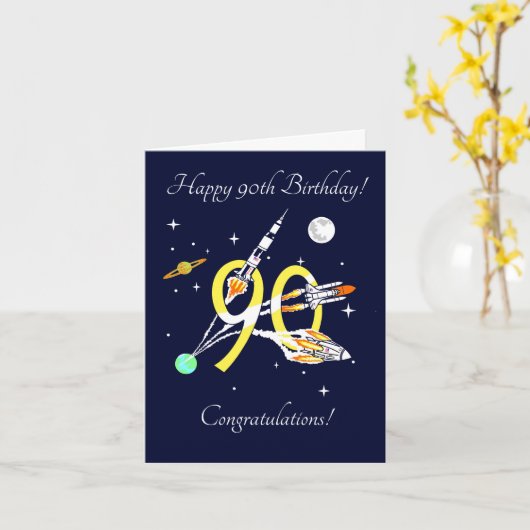 Space Rockets 90e - Carte d'anniversaire (Fleur jaune)