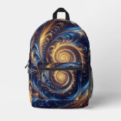 Space Royal Blue en Gold Swirls Bedrukte Rugzak (Voorkant)