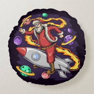Space Santa Round Pillow Rond Kussen
