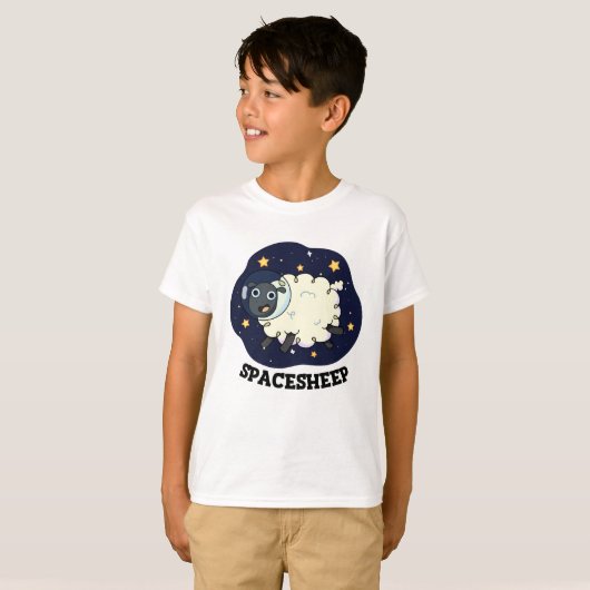 Space Sheep Funny Astronaut Pun T-shirt (Voorkant volledig)