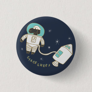 Space Sheep Wordplay Flair Pinback Button