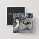 Space Shuttle Atlantis 3 Vierkante Button 5,1 Cm (Voorkant /achterkant)