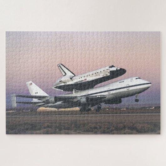 Space Shuttle Atlantis Atop Nasa's 747 Legpuzzel (Horizontaal)