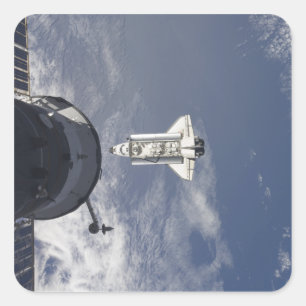 Space Shuttle Atlantis en een Russisch ruimtevaart Vierkante Sticker