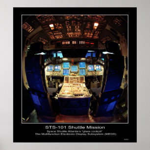 Space Shuttle Atlantis "glazen cockpit" Poster