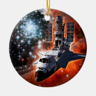 Space Shuttle Atlantis Hubble Telescope Artwork Keramisch Ornament