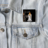 Space shuttle Atlantis is klaar Vierkante Button 5,1 Cm (In situ)