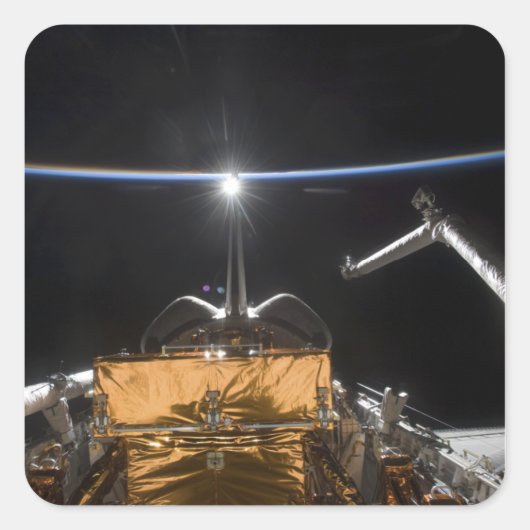 Space Shuttle Atlantis-laadbay Vierkante Sticker (Voorkant)