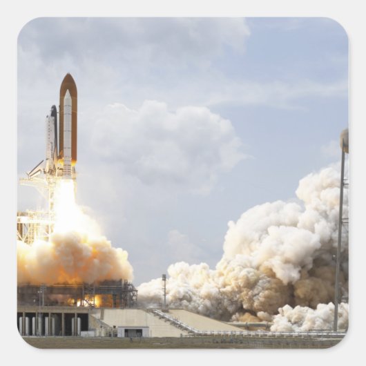 Space Shuttle Atlantis tilt af 21 Vierkante Sticker (Voorkant)