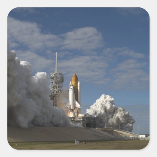 Space Shuttle Atlantis tilt af 23 Vierkante Sticker (Voorkant)