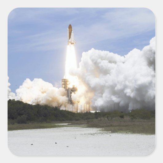 Space Shuttle Atlantis tilt af 28 Vierkante Sticker (Voorkant)