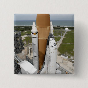 Space shuttle Atlantis Vierkante Button 5,1 Cm