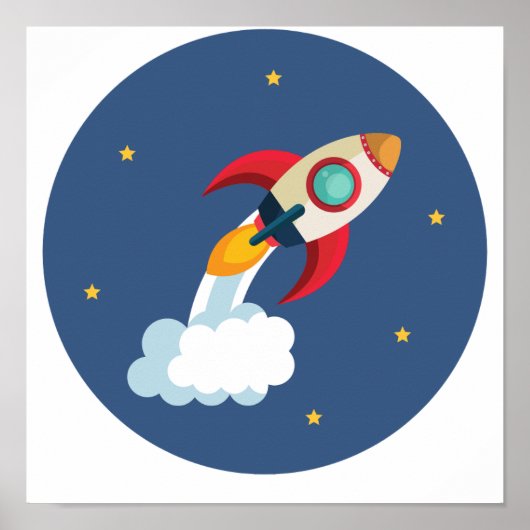 Space Shuttle Blast Off in een cirkel Poster (Voorkant)