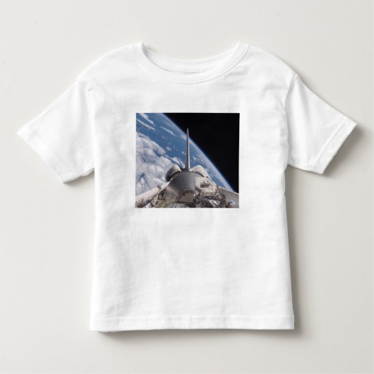 Space Shuttle Discovery door Aarde teruggeworpen Kinder Shirts (Voorkant)
