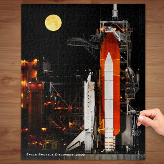 Space Shuttle Discovery en Full Moon in 2009 Legpuzzel