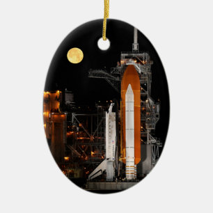 Space Shuttle Discovery en Moon Keramisch Ornament