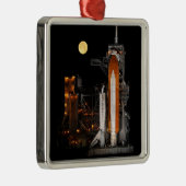 Space Shuttle Discovery en Moon Metalen Ornament (Rechts)