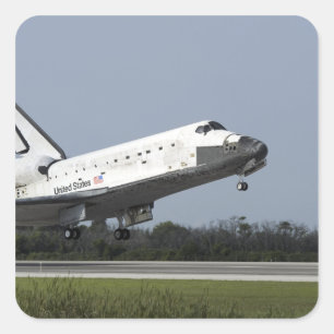 Space shuttle Discovery landt op Runway 33 2 Vierkante Sticker