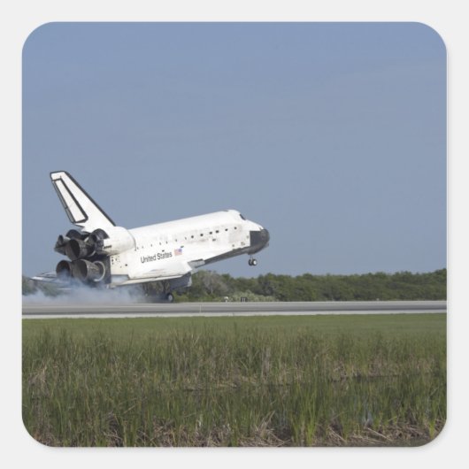 Space shuttle Discovery landt op Runway 33 4 Vierkante Sticker (Voorkant)